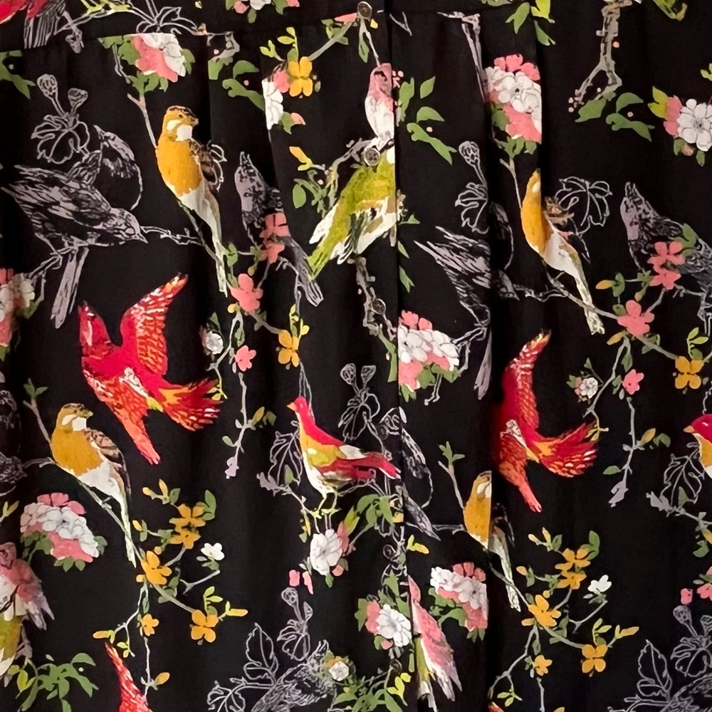 Black Floral & Bird Print Short Sleeve Maternity Dress Size M - Picture 10 of 13
